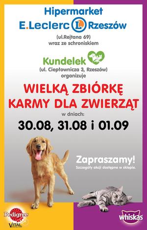 Zbiórka karmy dla zwierząt w E.Leclerc w Rzeszowie