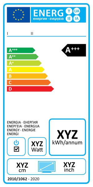 Wzór etykiety energetycznej na telewizorze